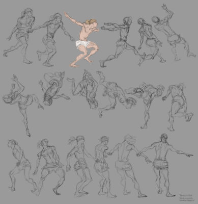 Tom Gately Freerun front flip gesture drawing